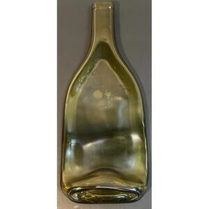 Recycled Green Glass Melted Wine Bottle Serving Tray Charcuterie Or Spoon Rest
